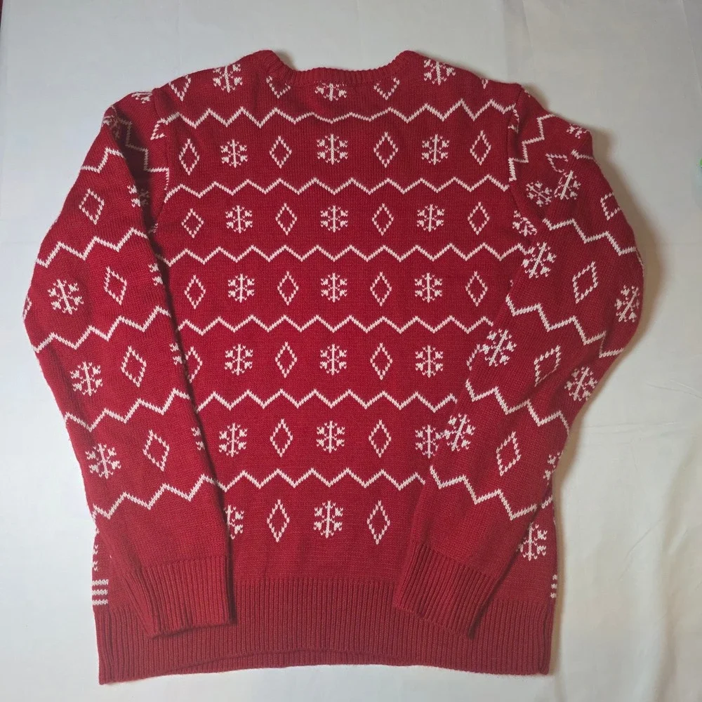 Budweiser Mens Medium Red Fair Isle Ugly Christmas Sweater Beer Logo‎ Holiday